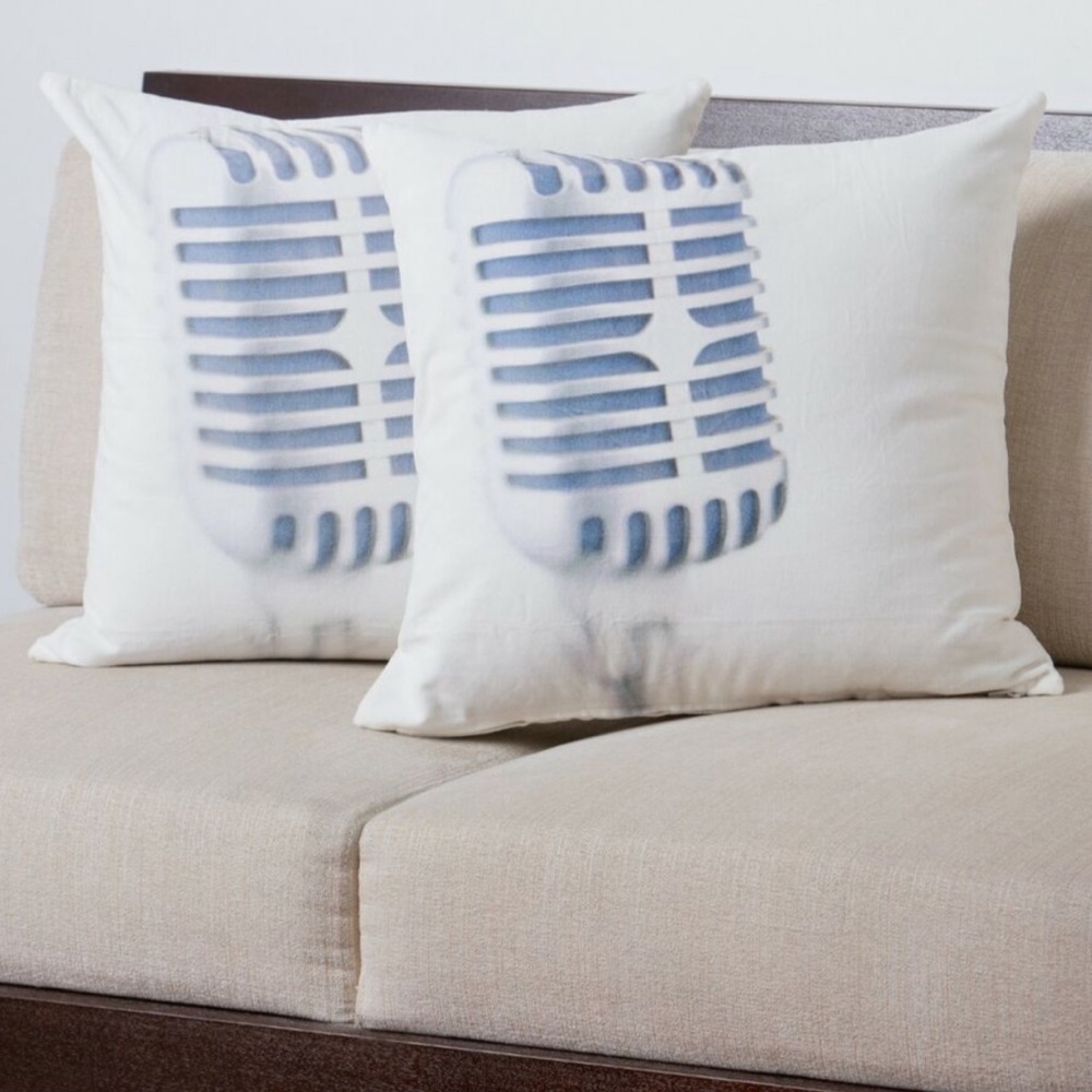 GUNLOG ikea(pillowcase only)vintage microphone image velvet feel pillowcase